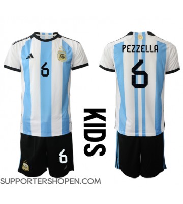 Argentina German Pezzella #6 Hemmatröja Barn VM 2022 Kortärmad (+ korta byxor)